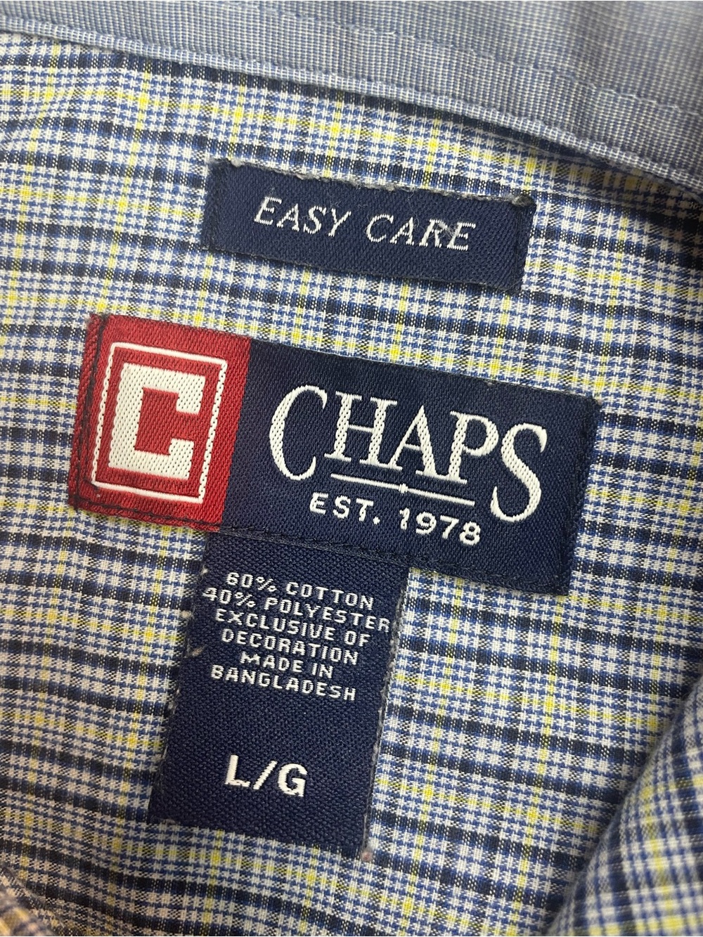 Chaps Plaid Button-Down Shirt in Blue and Yellow